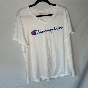 Womens Crisp White Champion V-Neck